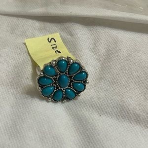 💙Turquoise look Flower ring